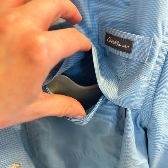Eddie Bauer Guide Long Sleeve Shirt Mens Size XXL Sky Blue Button Down Hiking - Picture 3 of 9
